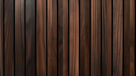 Wood Panel Mural Wallpaper  Dark Walnut Vertical Slats - Detailed wallpaper pattern view