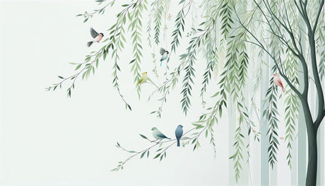 Willow tree wallpaper design file showing detailed branches and birds pattern