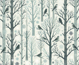 Papier Peint Mural Forêt d'Hiver | Oiseaux et Arbres Enneigés Design