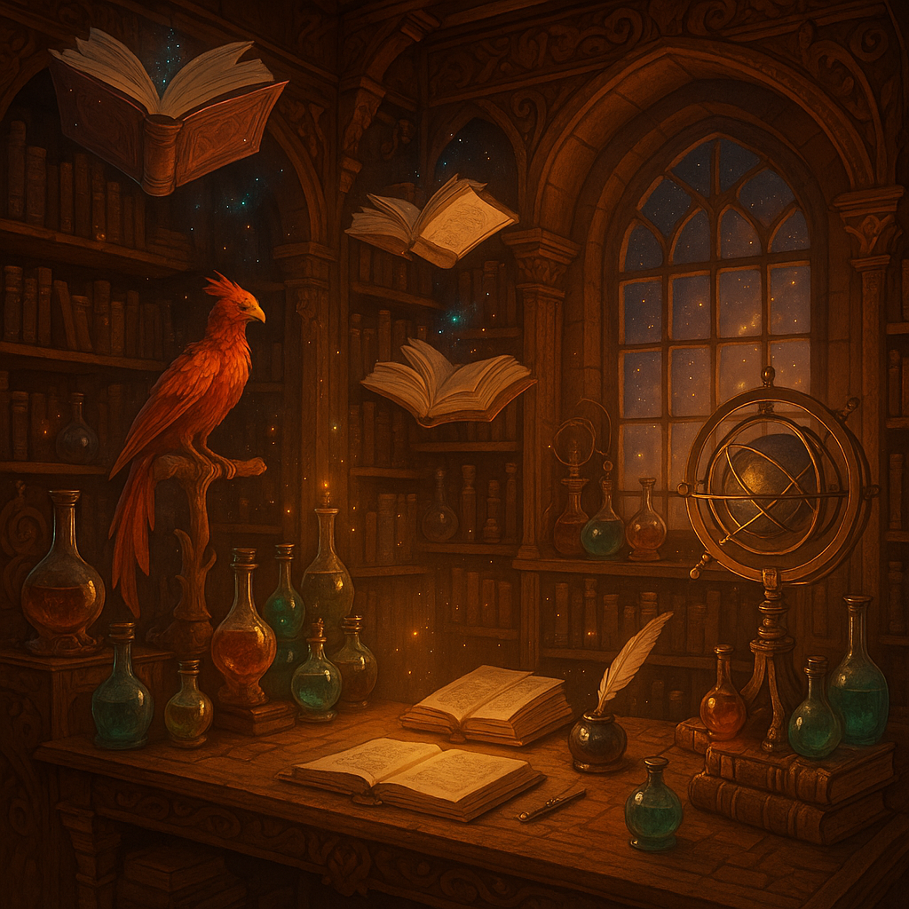Harry Potter Library Mural Wallpaper  Magical Study Room - Wallpaper application example