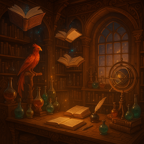 Harry Potter Library Mural Wallpaper  Magical Study Room - Wallpaper application example