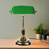 Classic Banker Desk Lamp  Green Glass Shade with Brass Base - Product detail 5