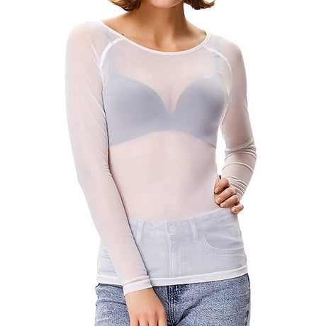 Sheer Mesh Top  Long Sleeve Transparent Design - Product detail 6
