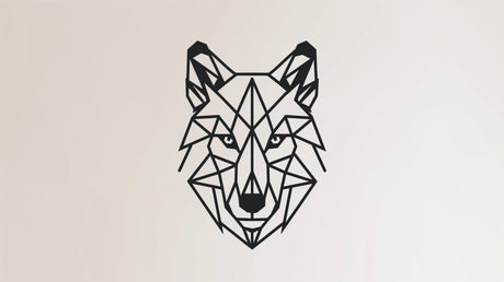 Geometric wolf line art design file showing intricate black and white pattern