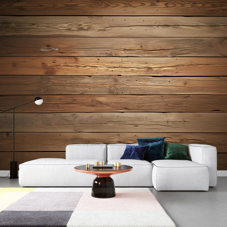 Wood Mural Wallpaper  Rustic Brown Planks Design - Wallpaper design detail 4