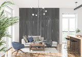 Modern black wood wallpaper in contemporary hallway with track lighting