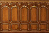 Art Deco wood panel wallpaper design file showing intricate golden details and honey-toned finish