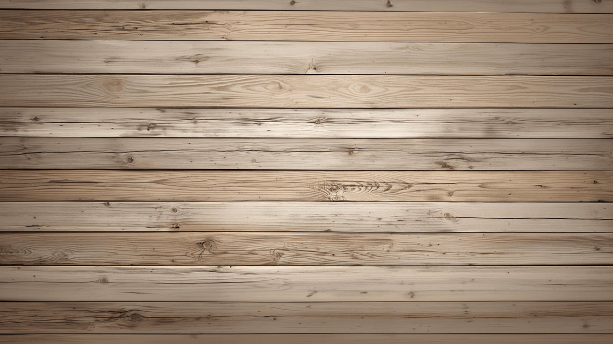 Wood effect wall mural in a cozy bedroom with natural light and minimal decor