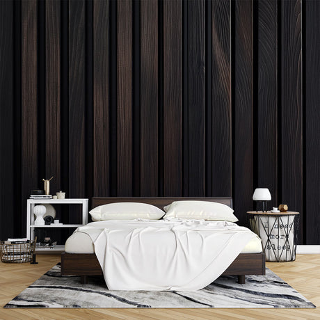 Wood Mural Wallpaper  Modern Dark Vertical Panels - Premium wallpaper design showcase