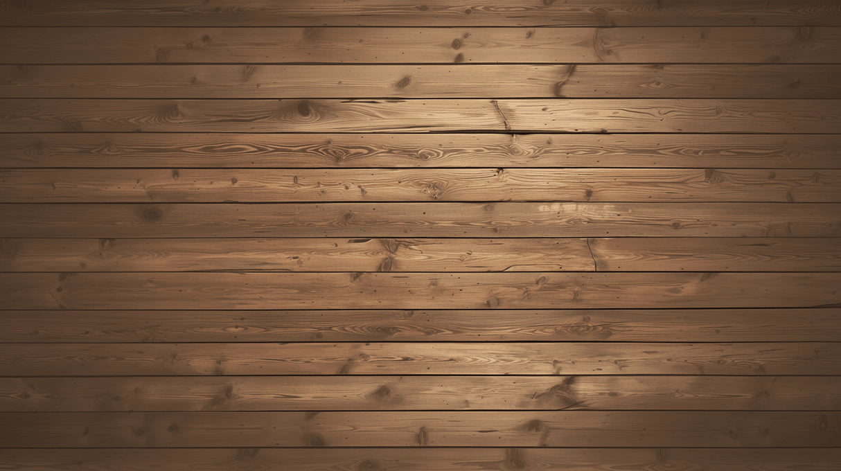 Rustic brown wood wallpaper adding warmth to a minimalist bedroom setting