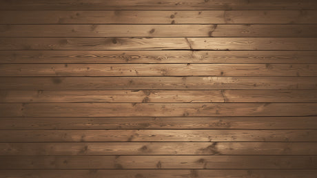 Rustic brown wood wallpaper adding warmth to a minimalist bedroom setting