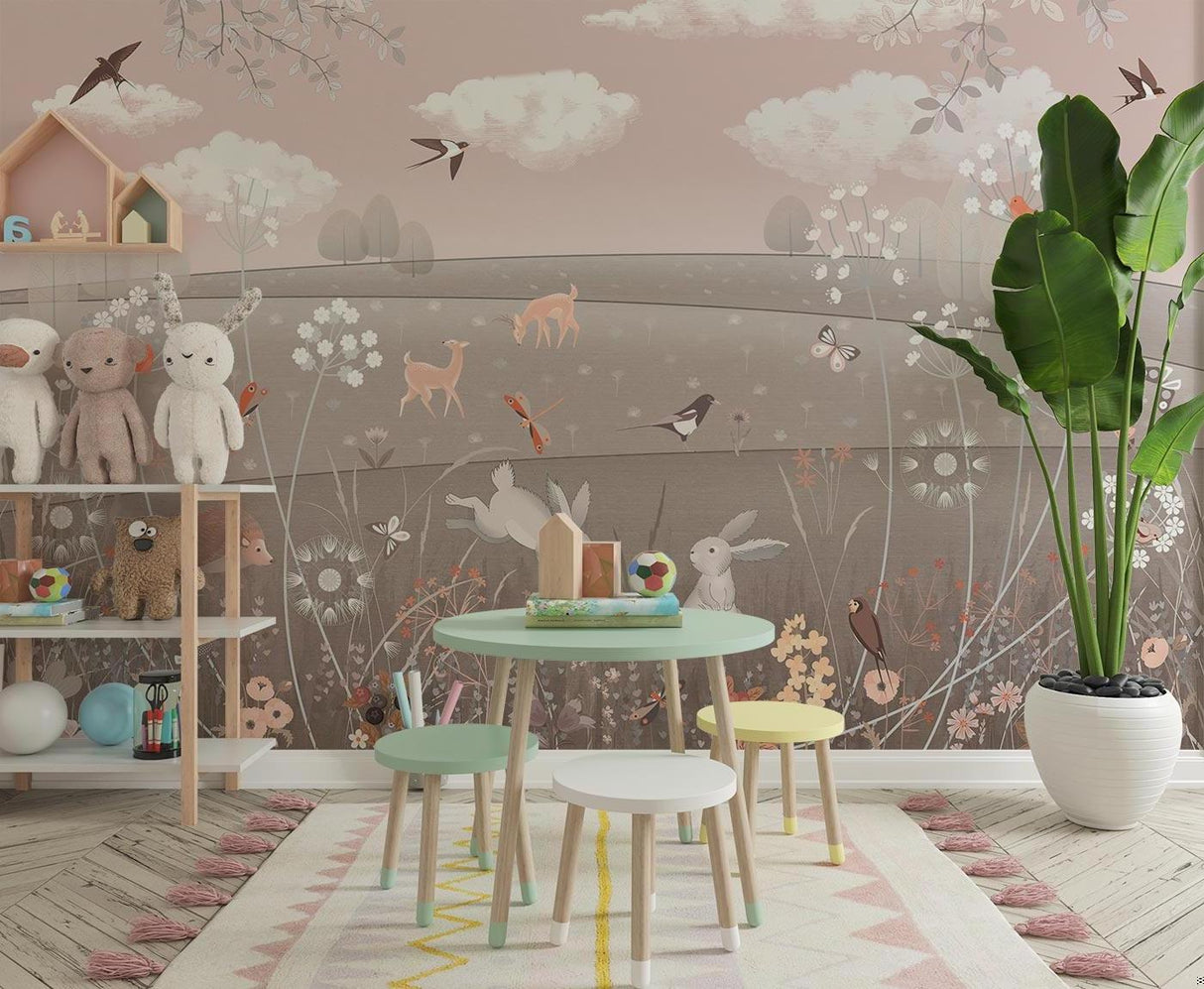 Enchanted forest wallpaper bringing nature indoors in a baby's nursery