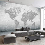 3D map mural creating depth in contemporary study space