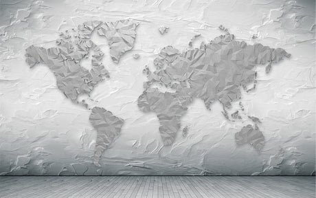 World Map design file showing detailed 3D relief pattern in grey tones