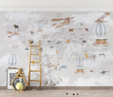 Kids World Map Wallpaper displayed in playroom showing scale and educational detail