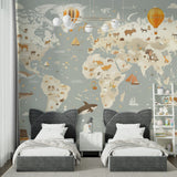 Adventure map wallpaper showcased in children's learning space