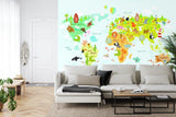 Educational World Map mural creating a playful atmosphere in a child's study corner