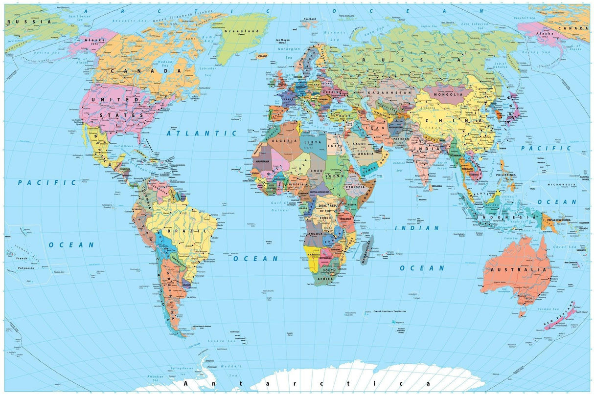 World Map Wallpaper design file showing detailed geographical features and color palette