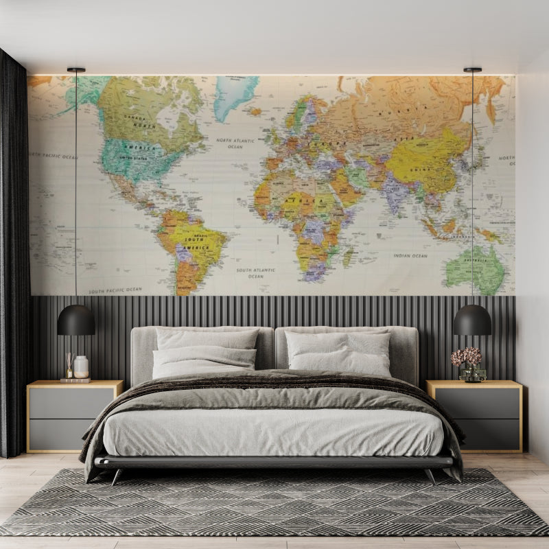 Educational Map Mural in family room showing scale and detail