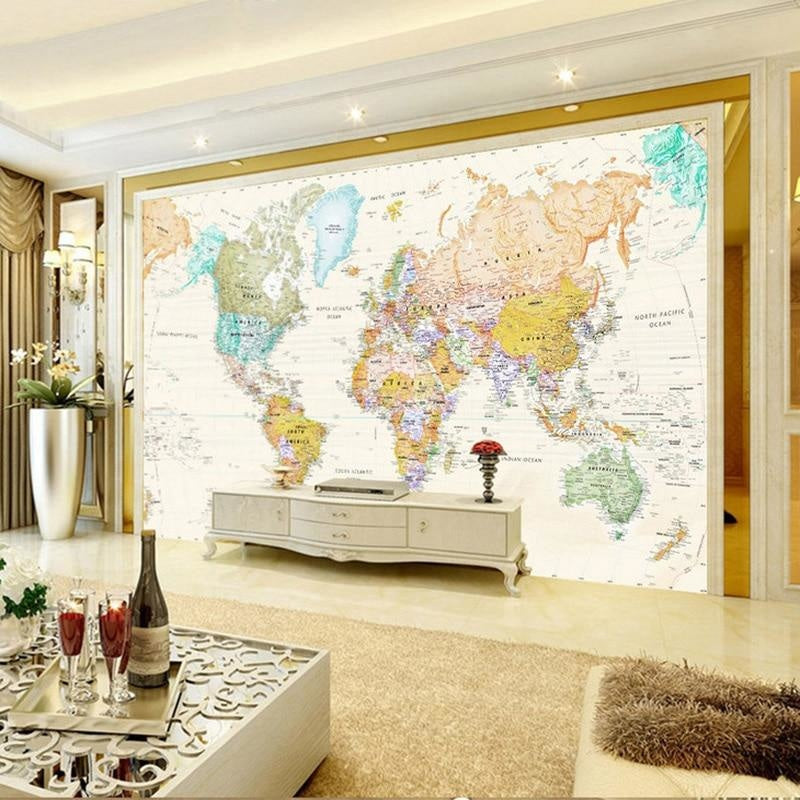 Educational World Map on office meeting room wall