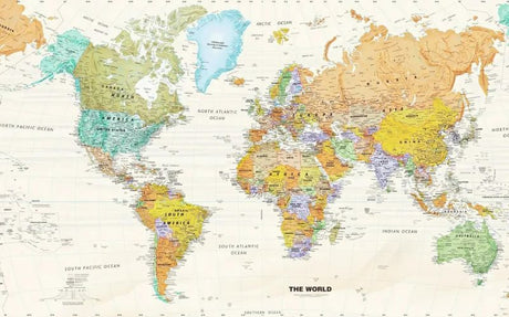 World Map Wallpaper design file showing complete political boundaries and color coding