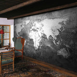 Black and white map design transforming a dining room with industrial charm