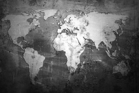 World map wallpaper design file showing detailed monochrome cartographic pattern