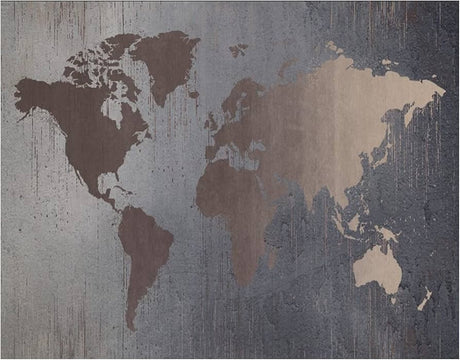 World Map Wallpaper design file showing detailed bronze continents on grey background