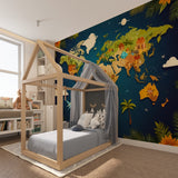 Educational Map Wallpaper transforming a homeschool room into an inspiring study area