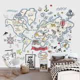 Kids world map wallpaper transforming a nursery into an adventure learning space