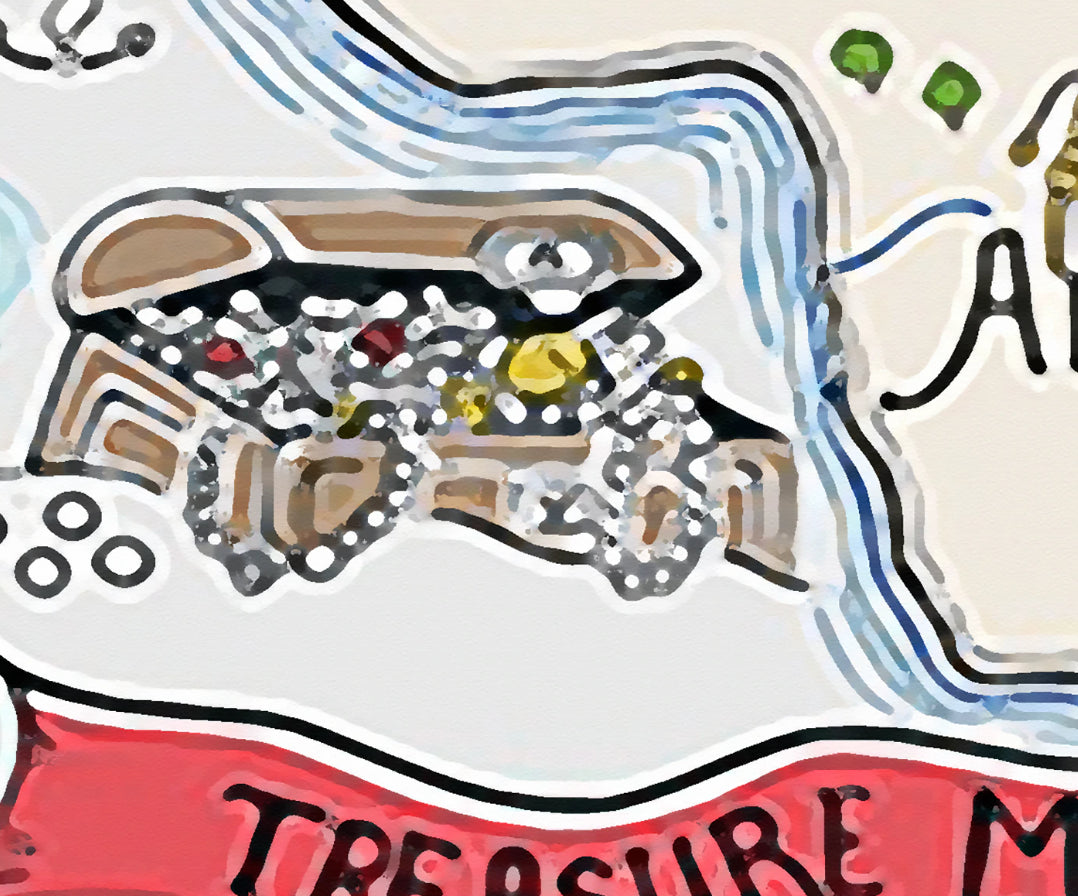 Kids treasure map wallpaper creating an exciting play area in a daycare center