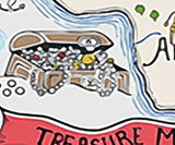 Kids treasure map wallpaper creating an exciting play area in a daycare center