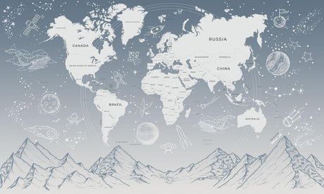 World map constellation design file showing detailed pattern and space elements