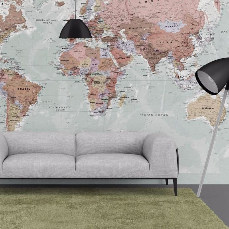 Geographic Wall Mural in classroom setting showing scale and detail