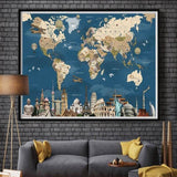 Educational World Map design in classroom setting showing scale and detail