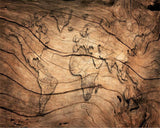 World Map Wallpaper design file showing wooden texture and detailed continental patterns