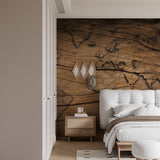 Wooden World Map Wallpaper in dining room creating sophisticated atmosphere
