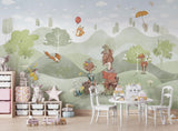 Forest Animals Mural Wallpaper | Whimsical Woodland Adventure Scene