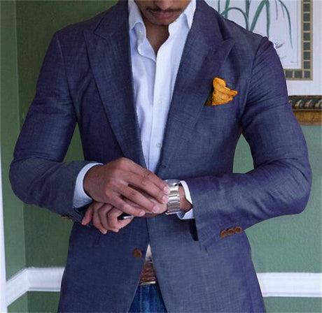 Cotton Linen Blazer  Navy Summer Professional Jacket - Product detail 5