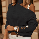 Asymmetric Shoulder Top  Textured Design With Gold Accents - Product detail 6