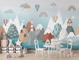 Mountain Mural Wallpaper | Scandinavian Kids Adventure Scene