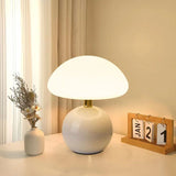 Modern Mushroom Table Lamp  Ceramic Base With Dome Shade - Detailed view