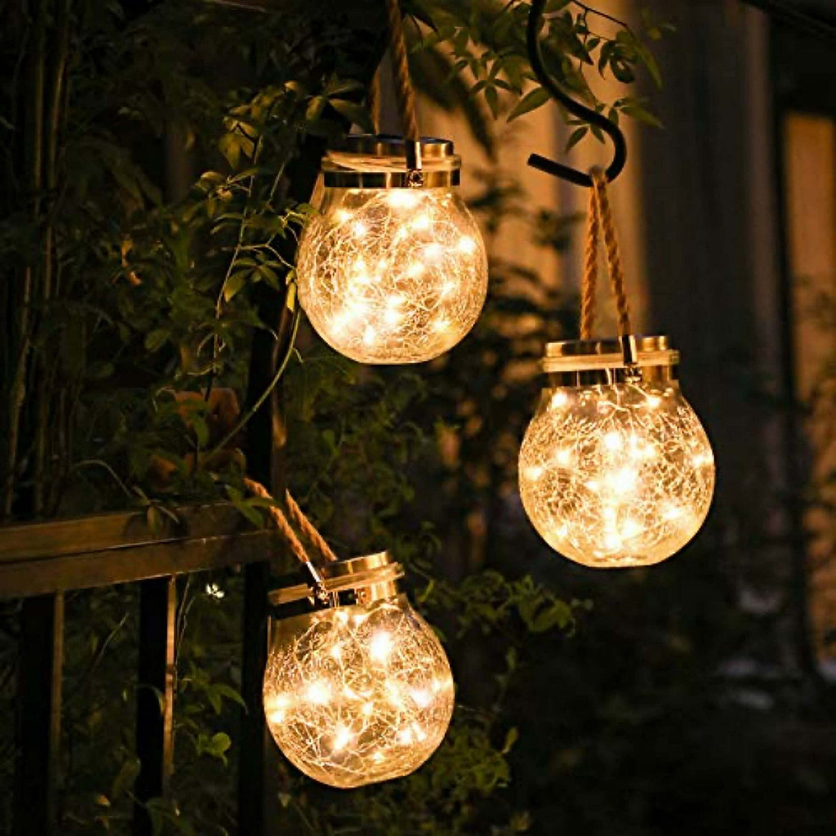 Solar Garden Light  Crackle Glass Hanging Lantern - Product detail 4