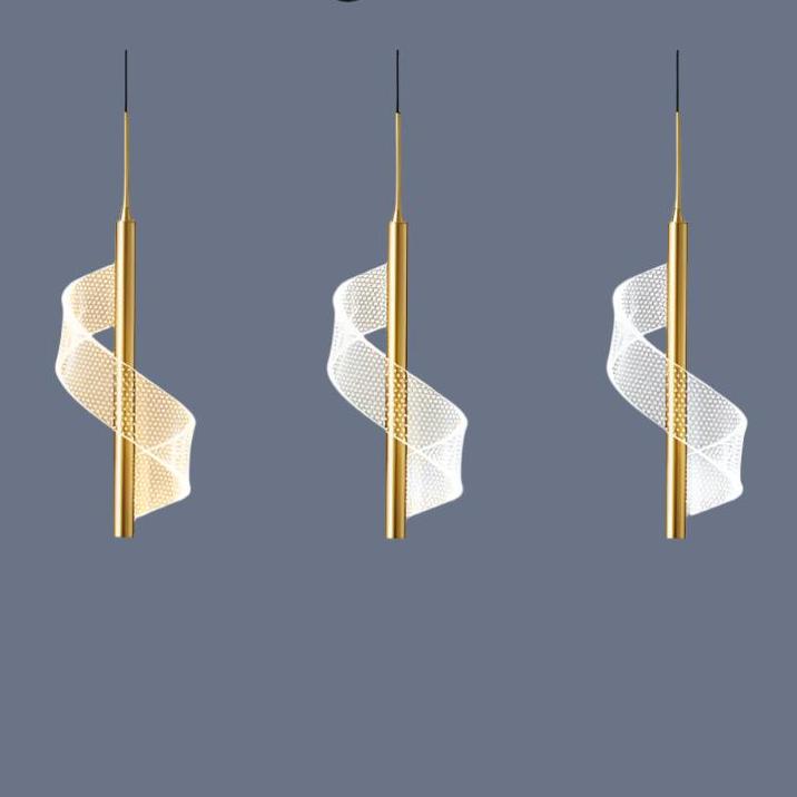 Modern LED Pendant Light  Spiral Gold Metal Design - Product detail 11