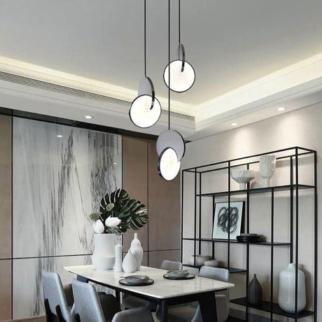 Modern LED Pendant Light  Rotating Metal Disc Design - Product example