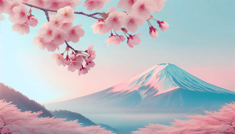 Cherry Blossom Mural Wallpaper  Mount Fuji Japanese Landscape - Detailed wallpaper pattern view