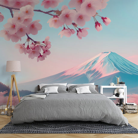 Cherry Blossom Mural Wallpaper  Mount Fuji Japanese Landscape - Premium wallpaper design showcase