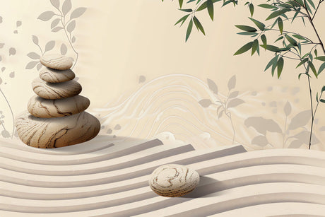 Design file showing bamboo leaves and stone pattern detail