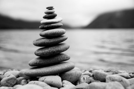 Design file showing detailed black and white balanced stones pattern