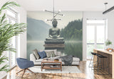 Spa reception area showcasing Buddha meditation wall mural
